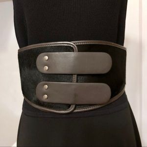 FENDI Pony Hair and Leather Waist Belt